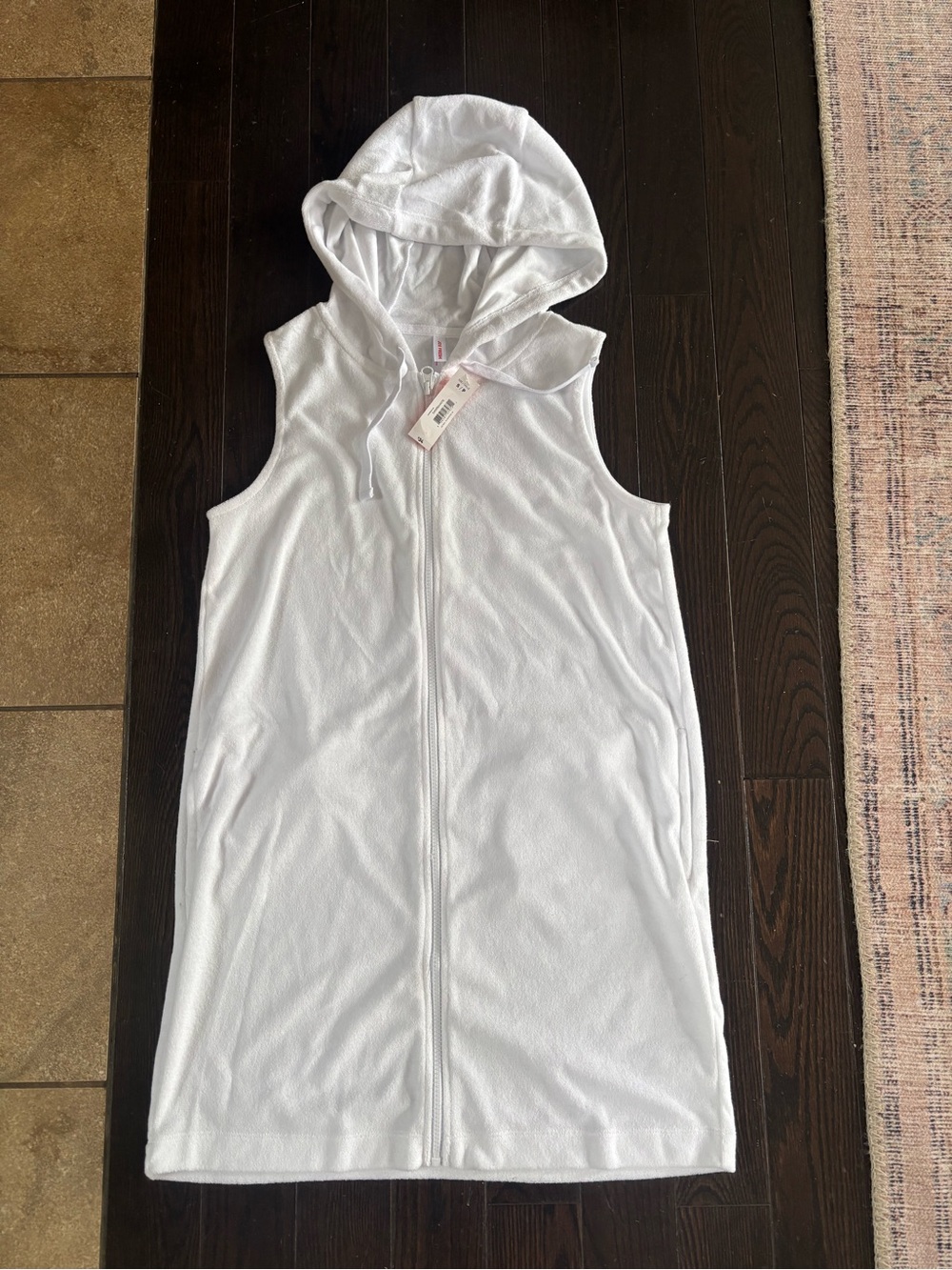 Joe Fresh White Hooded Sleeveless Swim Coverup